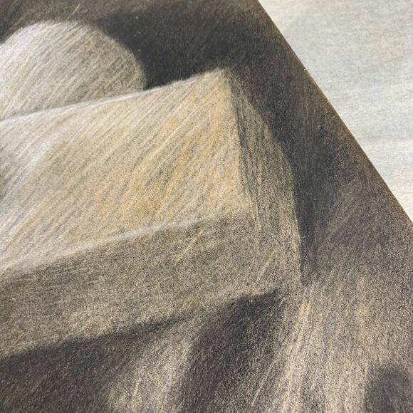 Set of 3 VINTAGE 60s 70s Original Artist Signed Charcoal still life art 20 x 20 - Picture 11 of 13